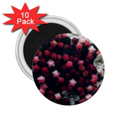 Floral Stars -dark Red 2 25  Magnets (10 Pack) 