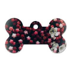 Floral Stars -dark Red Dog Tag Bone (two Sides)