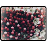 Floral Stars -Dark Red Fleece Blanket (Large)  80 x60  Blanket Front