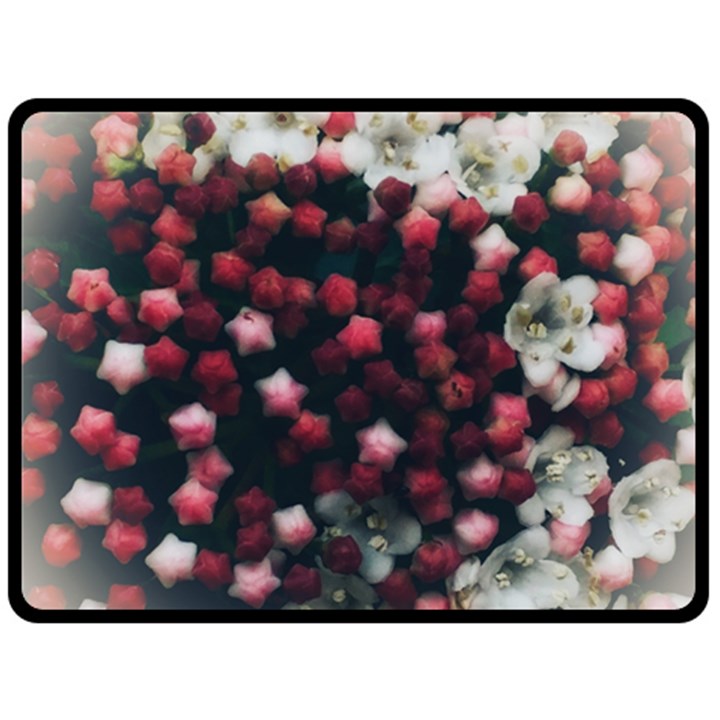 Floral Stars -Dark Red Fleece Blanket (Large) 