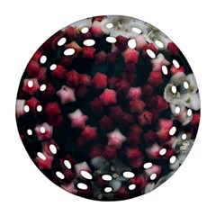 Floral Stars -dark Red Round Filigree Ornament (two Sides)