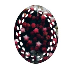 Floral Stars -dark Red Oval Filigree Ornament (two Sides) by okhismakingart