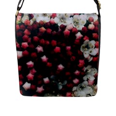 Floral Stars -dark Red Flap Closure Messenger Bag (l)