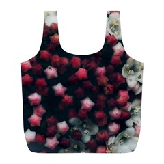 Floral Stars -dark Red Full Print Recycle Bag (l)