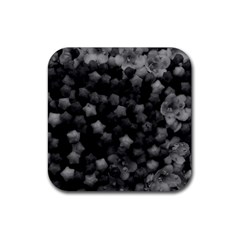 Floral Stars -black And White Rubber Coaster (square) 