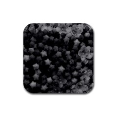 Floral Stars -black And White Rubber Square Coaster (4 Pack) 