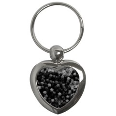 Floral Stars -black And White, High Contrast Key Chains (heart)  by okhismakingart