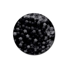 Floral Stars -black And White, High Contrast Rubber Round Coaster (4 Pack)  by okhismakingart