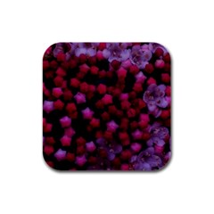 Floral Stars -purple Rubber Square Coaster (4 Pack)  by okhismakingart