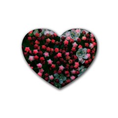 Floral Stars -bright Rubber Coaster (heart)  by okhismakingart