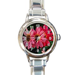 Three Dripping Flowers Round Italian Charm Watch by okhismakingart