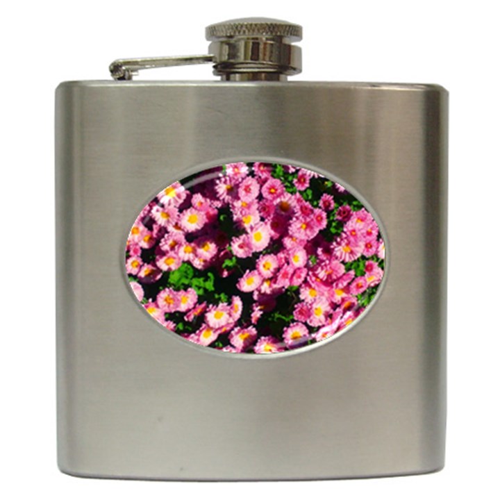 Pink Flower Bushes Hip Flask (6 oz)