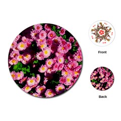 Pink Flower Bushes Playing Cards (round) by okhismakingart