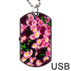 Pink Flower Bushes Dog Tag Usb Flash (one Side) by okhismakingart