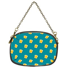 Toast With Cheese Pattern Turquoise Green Background Retro Funny Food Chain Purse (one Side) by genx