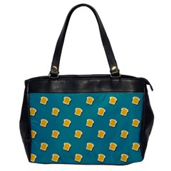 Toast With Cheese Pattern Turquoise Green Background Retro Funny Food Oversize Office Handbag by genx