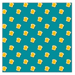 Toast With Cheese Pattern Turquoise Green Background Retro Funny Food Large Satin Scarf (square) by genx