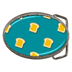 Toast With Cheese Pattern Turquoise Green Background Retro Funny Food Belt Buckles by genx