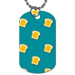 Toast With Cheese Pattern Turquoise Green Background Retro funny food Dog Tag (One Side) Front