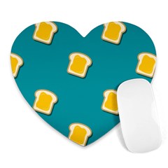 Toast With Cheese Pattern Turquoise Green Background Retro Funny Food Heart Mousepads by genx