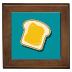 Toast With Cheese Pattern Turquoise Green Background Retro Funny Food Framed Tiles by genx