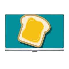 Toast With Cheese Pattern Turquoise Green Background Retro Funny Food Business Card Holder by genx