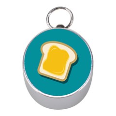 Toast With Cheese Pattern Turquoise Green Background Retro Funny Food Mini Silver Compasses by genx