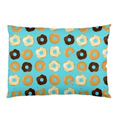 Donuts Pattern With Bites Bright Pastel Blue And Brown Pillow Case by genx