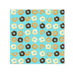 Donuts Pattern With Bites Bright Pastel Blue And Brown Small Satin Scarf (square) by genx
