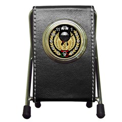 Iranian Army Parachutist Freefall Master 2nd Class Badge Pen Holder Desk Clock