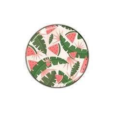 Tropical Watermelon Leaves Pink And Green Jungle Leaves Retro Hawaiian Style Hat Clip Ball Marker (4 Pack) by genx