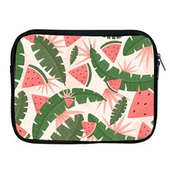 Tropical Watermelon Leaves Pink And Green Jungle Leaves Retro Hawaiian Style Apple Ipad 2/3/4 Zipper Cases by genx