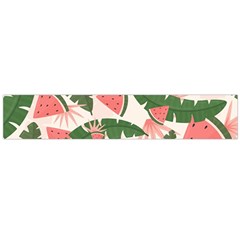 Tropical Watermelon Leaves Pink And Green Jungle Leaves Retro Hawaiian Style Large Flano Scarf  by genx