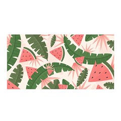 Tropical Watermelon Leaves Pink And Green Jungle Leaves Retro Hawaiian Style Satin Wrap by genx