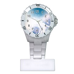 Beautiful Floral Design In Soft Blue Colors Plastic Nurses Watch by FantasyWorld7