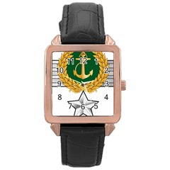 Iranian Navy Amphibious Warfare Badge Rose Gold Leather Watch  by abbeyz71