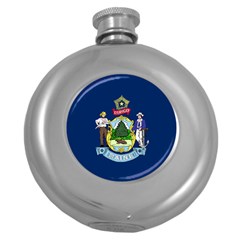 Flag Of Maine Round Hip Flask (5 Oz) by abbeyz71