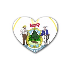 Great Seal Of The State Of Maine Rubber Coaster (heart)  by abbeyz71