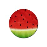 Juicy Paint texture Watermelon red and green watercolor Rubber Coaster (Round)  Front
