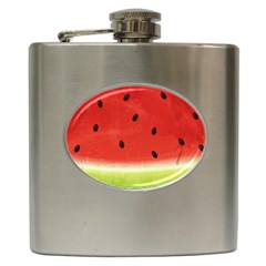 Juicy Paint Texture Watermelon Red And Green Watercolor Hip Flask (6 Oz) by genx