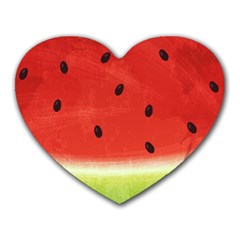 Juicy Paint Texture Watermelon Red And Green Watercolor Heart Mousepads by genx