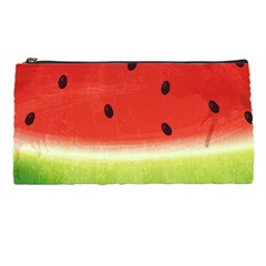Juicy Paint Texture Watermelon Red And Green Watercolor Pencil Cases by genx