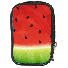 Juicy Paint Texture Watermelon Red And Green Watercolor Compact Camera Leather Case by genx