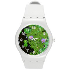 Lily Pond Round Plastic Sport Watch (m) by okhismakingart