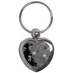 Black and White Lily Pond Key Chains (Heart)  Front