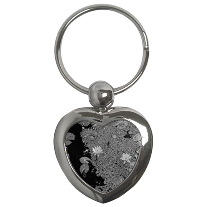 Black and White Lily Pond Key Chains (Heart) 