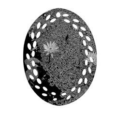 Black And White Lily Pond Oval Filigree Ornament (two Sides) by okhismakingart