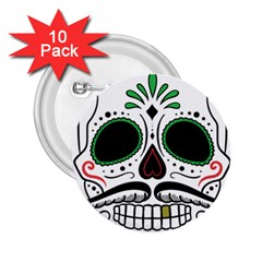 Day Of The Dead Skull Sugar Skull 2 25  Buttons (10 Pack) 