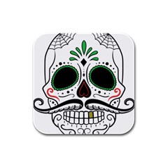 Day Of The Dead Skull Sugar Skull Rubber Square Coaster (4 Pack)  by Sudhe