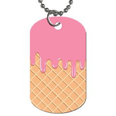 Ice Cream Pink Melting Background With Beige Cone Dog Tag (two Sides) by genx